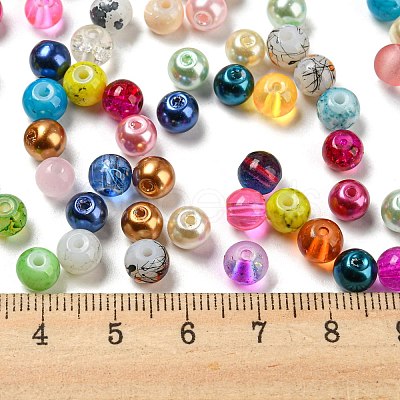 Opaque Spray Painted Glass Beads DGLA-MSMC002-6mm-1