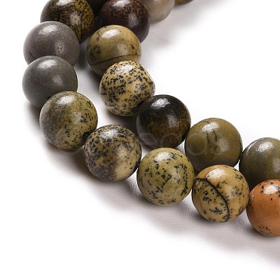 Natural Dendritic Jasper Beads Strands G-H1632-6MM-1