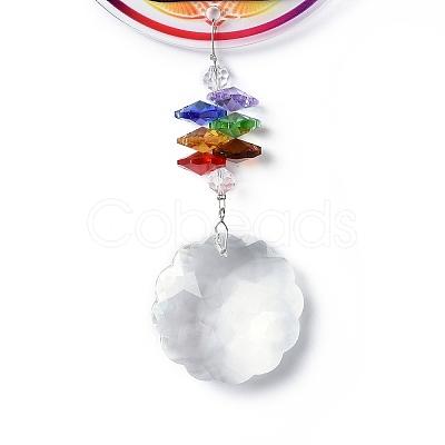 Glass Round Window Hanging Suncatchers HJEW-B006-01A-1