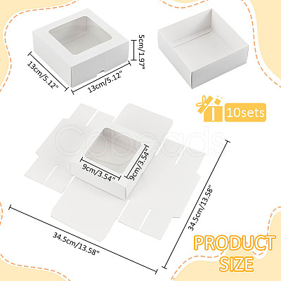 Square Paper Storage Gift Boxes with Clear Visible Window CON-WH0095-64A-1