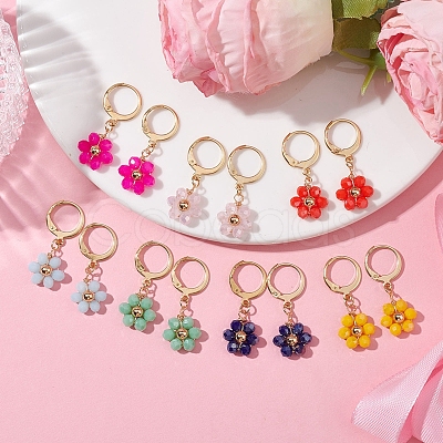 7 Pairs 7 Colors Golden Alloy Leverback Earrings EJEW-JE05715-1