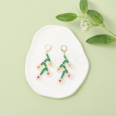 Sparkling Faceted Beaded Flower of Life Dangle Hoop Earrings for Girl Women X1-EJEW-TA00022-1