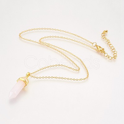 Natural Rose Quartz Pendant Necklaces NJEW-JN02216-1