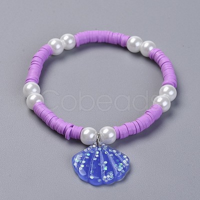 Handmade Polymer Clay Heishi Beads Kids Stretch Bracelets BJEW-JB04345-1