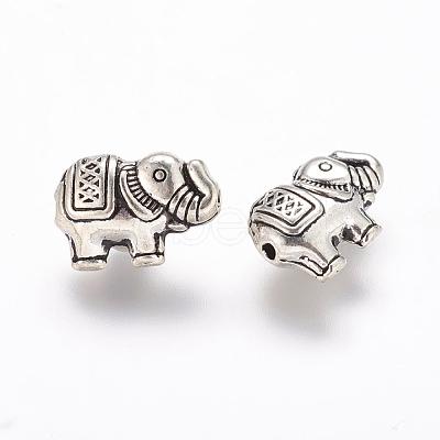 Tibetan Style Alloy Elephant Beads X-TIBEB-E070-AS-1