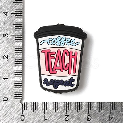 Coffee Teach Repeat Coffee Cup Shaped Teacher Silicone Focal Beads SIL-M006-06D-1