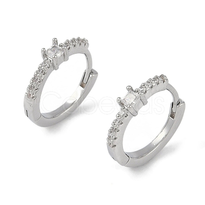 Clear Cubic Zirconia Hoop Earrings EJEW-L292-005P-1