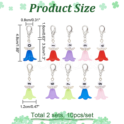 10Pcs 10 Style Number 0~9 Angel Locking Stitch Marker HJEW-PH01604-1