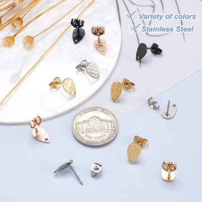 PandaHall Jewelry 40Pcs 20 Style 304 Stainless Steel Stud Earring Findings STAS-PJ0001-23-1