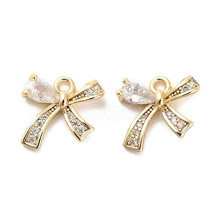 Brass Micro Pave Clear Cubic Zirconia Charms KK-C054-04G-1