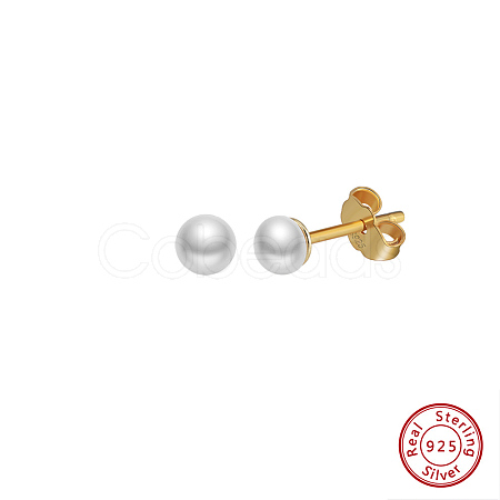 Round Natural Pearl Stud Earrings EJEW-G411-03B-G-1