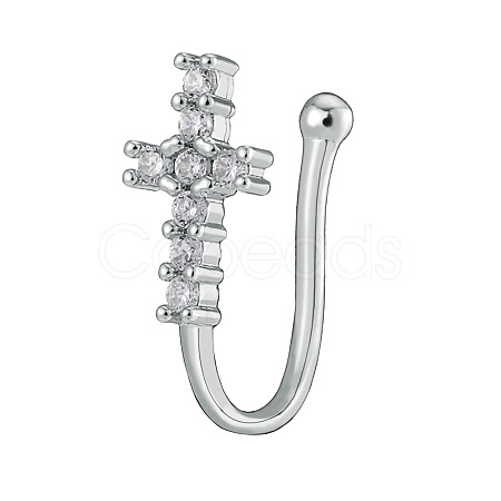 Brass Micro Pave Clear Cubic Zirconia Clip-on Nose Septum Rings WGE30AD-14-1