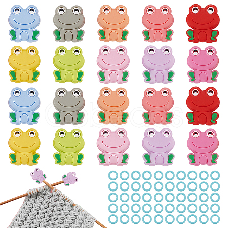 BENECREAT Frog Silicone Knitting Needle Point Protectors AJEW-BC0006-95-1