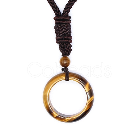 Natural Tiger Eye Pendant Necklaces PW-WG76159-01-1