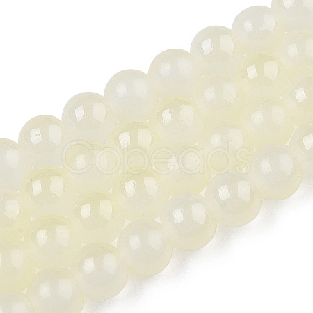 Baking Painted Imitation Jade Glass Round Bead Strands DGLA-N003-10mm-02-1