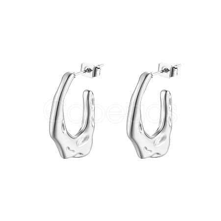 Geometric Retro Stainless Steel C-shaped Earrings for Women's Daily Wear UU2795-2-1