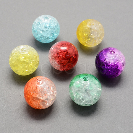 Two Tone Transparent Crackle Acrylic Beads CACR-R009-14mm-M-1