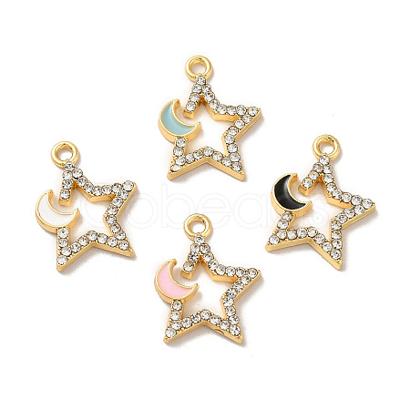 Rack Plating Alloy Rhinestone Pendants PALLOY-O106-27G-1