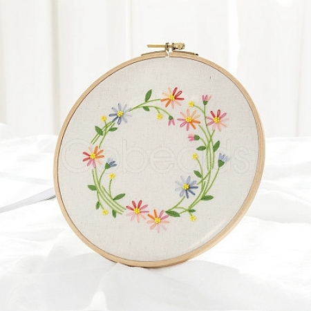 Flower Pattern DIY Embroidery Kit DIY-P077-026-1