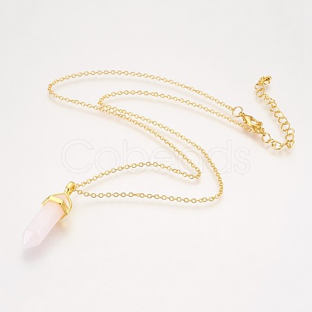 Natural Rose Quartz Pendant Necklaces NJEW-JN02216-1