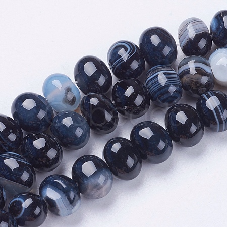 Natural Striped Agate/Banded Agate Beads Strands G-I198D-B-01-1