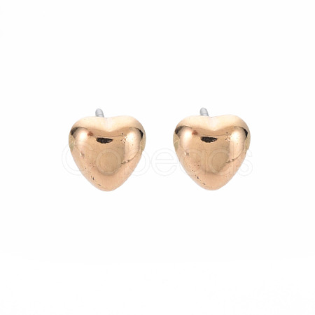 Heart Stud Earrings for Women EJEW-S213-02A-01G-RS-1