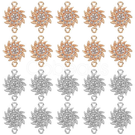 SUNNYCLUE 40Pcs 2 Styles Alloy Crystal Rhinestone Connector Charms FIND-SC0025-27-1