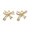 Brass Micro Pave Clear Cubic Zirconia Charms, Bowknot, Real 18K Gold Plated, 10x11x3.5mm, Hole: 1.4mm