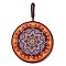 Porcelain Hot Pads, with Rope & Anti-slip Cork Bottom, Water Absorption Heat Insulation, Flat Round with Mandala Pattern, Dark Orange, 160mm