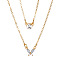 Alloy Crystal Rhinestone Double Layer Necklaces, Butterfly Pendant Necklaces for Women, Golden, 18.90 inch(48cm)