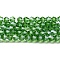 Transparent Electroplate Glass Beads Strands, Pearl Luster Plated, Faceted, Bicone, Lime Green, 3.5~3.8x3mm, Hole: 0.8mm, about 113~115pcs/strand, 14.17~14.37 inch(36~36.5cm)