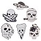 SUNNYCLUE 6Pcs 6 Style Alloy Enamel Brooches Sets, Lapel Pin Backs, Skull, Skull Pattern, 18~35.5x18~33mm, 1pc/style