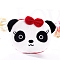 Panda Cartoon Style Cloth Wallets, Change Purse with Zipper & Keychain, for Women, White, 10cm