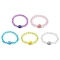 5Pcs 5 Colors Handmade Porcelain Turtle Stretch Bracelets, 7.5mm Faceted Round Transparent Acrylic Beaded Stretch Bracelets for Women, Mixed Color, Inner Diameter: 2-1/4 inch(5.8cm), 1pc/color