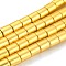 Non-magnetic Synthetic Hematite Beads Strands, Galvanic Plating(Color Retention for 1 Year), Column, Golden Plated, 6x6mm, Hole: 1mm, about 66pcs/strand, 15.91 inch(40.4cm)