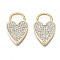 Alloy Pendants, with Crystal Rhinestone, Cadmium Free & Nickel Free & Lead Free, Heart, Light Gold, 23.5x14.5x2.5mm, Hole: 7x8mm