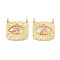 Rack Plating Brass Cubic Zirconia Pendants, Cadmium Free & Nickel Free & Lead Free, Real 18K Gold Plated, Square, Lavender Blush, 23x22x3~5mm, Hole: 3mm