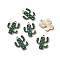 Alloy Enamel Pendants, Cactus, Light Gold, Dark Green, 22x17x1.5mm, Hole: 1.8mm