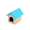 Wood Dog House, Micro Landscape Home Dollhouse Accessories, Pretending Prop Decorations, Deep Sky Blue, 45x35x45mm