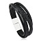 Minimalist Braided Leather Magnetic Clasp Bracelet for Men - Retro and Trendy Design, Black, size 1