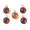 Natural Carnelian Pendants, with GoldenTone Rack Plating Brass, Flat Round, 9.8x7.5x4.3mm, Hole: 1.2mm