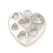 CCB Plastic Pendants, Heart with Hollow Heart, Platinum, 26x24x7.5mm, Hole: 3mm