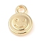 CCB Plastic Pendants, Flat Round with Smiling Face, Golden, 12x8.5x2.5mm, Hole: 2mm