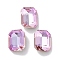 Glass Rhinestone Cabochons, Point Back & Back Plated, Faceted, Rectangle, Light Rose, 10x8x4.5mm