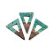 Walnut Wood Pendants, Resin and Gold foil, Triangle, Light Sea Green, 45x30x3.5mm, Hole: 2mm