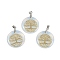 Opalite Flat Round Pendants, Tree of Life Charms with Rack Plating Platinum Tone Brass Snap on Bails, Cadmium Free & Lead Free, 30.5~32x25~25.5x6.5~7.5mm, Hole: 4.5x3.5mm