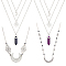 ANATTASOUL 8Pcs 8 Styles Natural Amethyst & Synthetic Blue Goldstone Pendant Necklaces Set with Alloy Chains, Moon & Star & Double Horn, 460~677mm, 1Pc/style