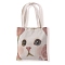 Cat Pattern Canvas Women's Tote Bags, Shoulder Bags for Shopping, Rectangle, White, 37x33cm