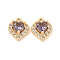 Brass Micro Pave Cubic Zirconia Charms, Heart, Real 18K Gold Plated, Medium Orchid, 9x8x3.5mm, Hole: 1mm