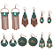 ANATTASOUL 6 Pairs 6 Style Ethnic Style Alloy Dangle Earrings with Iron Pins, Tassel Earrings for Women, Horn & Teardrop & Rhombus & Flat Round, Mixed Color, 44~127x15~32.5mm, 1 Pair/style